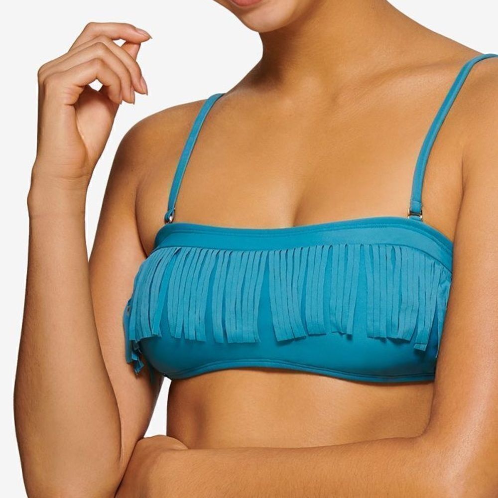 Hula Honey Juniors' Fringe Bandeau Swim Top Size D/DD NWT